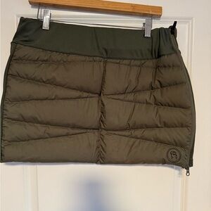 Quilted Olive Mini Skirt with Elastic Waistband